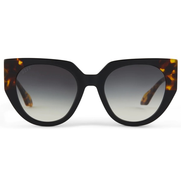 DIFF Ivy Sunglasses Polarized Matte Black Tortoise Frame Grey Gradient Lens NIB - Picture 3 of 14